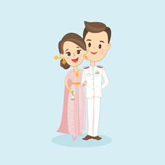 Fototapeta premium Couple in Thai Costume for Wedding Card