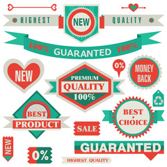 Flat design discount and sale trendy advertising badges
