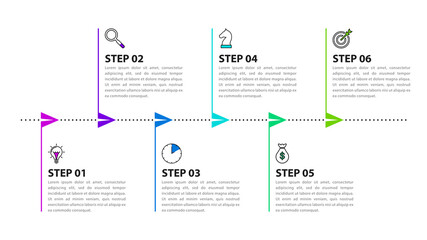 Infographic design template. Timeline concept with 6 steps