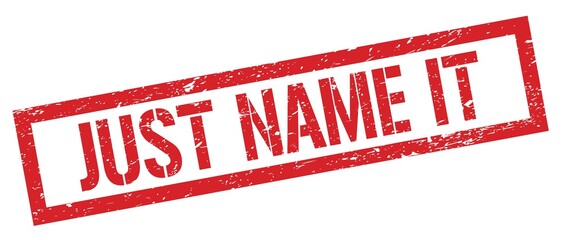 JUST NAME IT red grungy rectangle stamp.