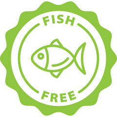 fish free isolated green outline stamp icon vector circle