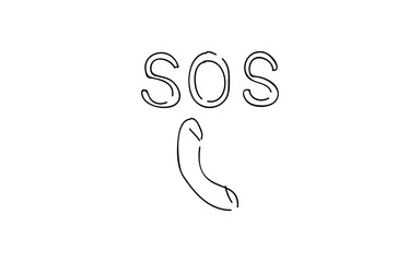 アナログ手書き風のゆるいタッチのアイコン：SOS