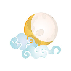 chinese moon with clouds, mid autumn festival