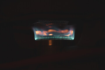 Gas flame with different colours
