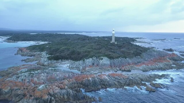 Aerial Shot of Eddystone Point Lighthouse, Bay of Fires Conservation Area, Tasmania