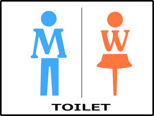 男性「ＭＡＮ」と女性「WOMAN」のトレイのマーク【青と赤】