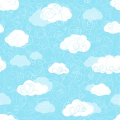 Selbstklebende Fototapeten Seamless pattern of clouds on blue sky © jukaspring