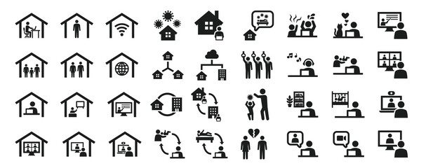 Set of business icons related to work from home