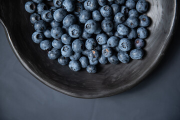 minimalistic still life top view with blueberries and copy space