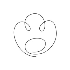 Drawing of a cat's paw footprint in the style of line art. Vector logo. Stock image. Stylish, abstract print