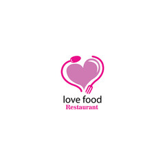 love food illustration of spoon, fork, restaurant logo. vector design color