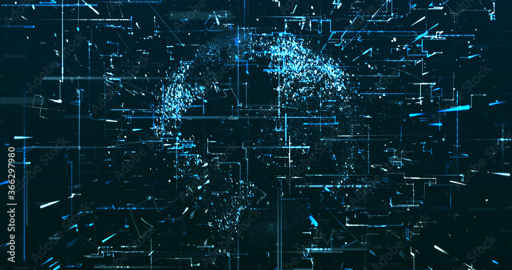 Wall mural abstract digital network data background, 3d rendering