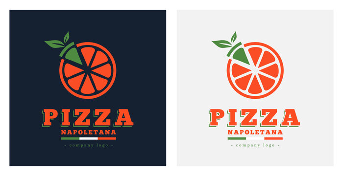 Neapolitan pizza logo for Pizzeria Restaurant. Pizza napoletana icon for logotype label design