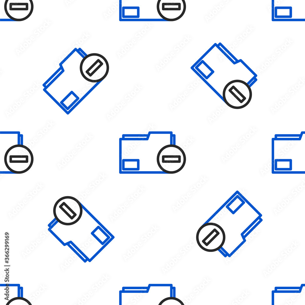 Fototapete line document folder with minus icon isolated seamless pattern on white background. clear document. 