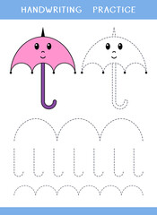 Handwriting practice sheet. Simple educational game for kids