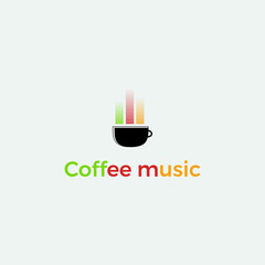 music coffee logo design vector