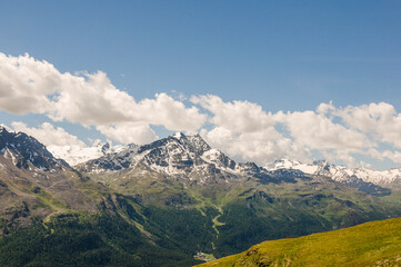 St. Moritz, Surlej, Corvatsch, Piz Corvatsch, Piz Murtèl, Piz Julier, Julierpass, Berninagruppe, Alpen, Corviglia, Seenplatte, Wanderweg, Piz Nair, Oberengadin, Graubünden, Sommer, Schweiz