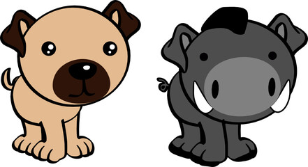 Obraz na płótnie Canvas cute little baby animals cartoon kawaii set in vector format