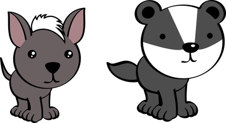 kawaii cute little baby animals friend cartoon set in vector format
