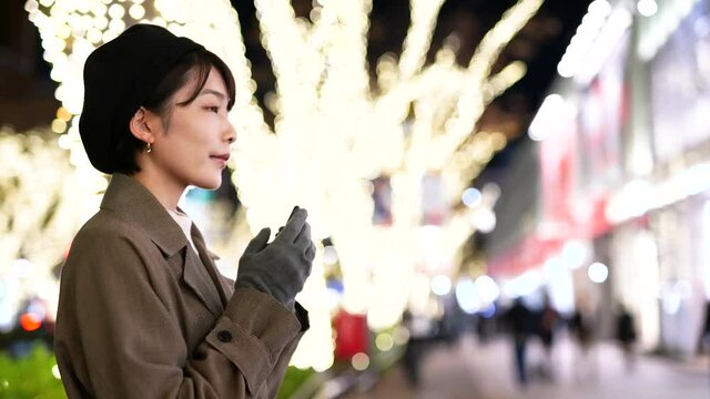 東京　クリスマス　カップル待ち合わせ　イメージ　原宿　表参道　2019年12月