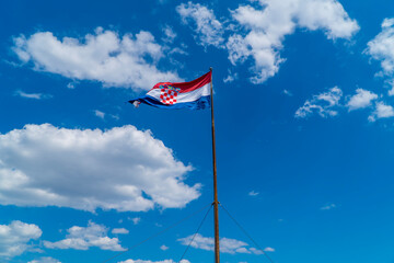 Croatian flag at Marjan Forest Park in Split, Dalmatia