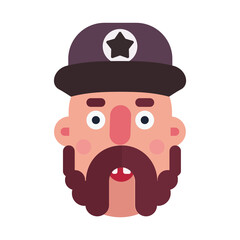 User Avatar Man Face Icon Flat Icon Isolated On White Background