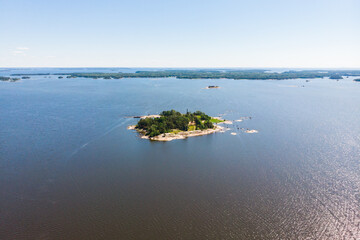 Aerial summer view of the Gulf of Finland, Baltic Sea, Kotka, Finland