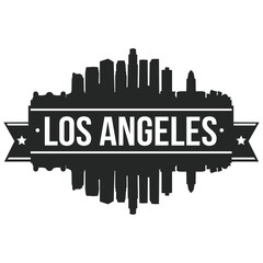 Los Angeles Skyline Silhouette Stamp  Vector City.  