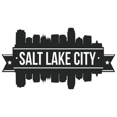 Salt Lake City Skyline Stamp Silhouette . Reflection Landscape City Design. Vector Cityscape Icon.