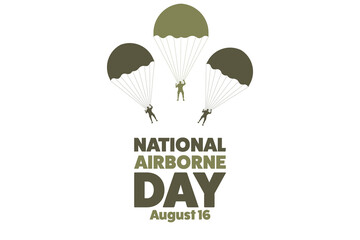 National Airborne Day. August 16. Holiday concept. Template for background, banner, card, poster with text inscription. Vector EPS10 illustration.