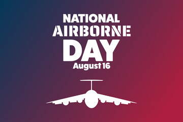 National Airborne Day. August 16. Holiday concept. Template for background, banner, card, poster with text inscription. Vector EPS10 illustration. - Powered by Adobe