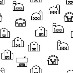 Farmhouse Vector Seamless Pattern Thin Line Illustration