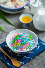 Rice Flour Jelly in Sweet Coconut Milk.