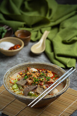 Spicy instant noodles thai style called Tom yum.