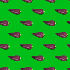 seamless pattern food, Pepper on the green background.