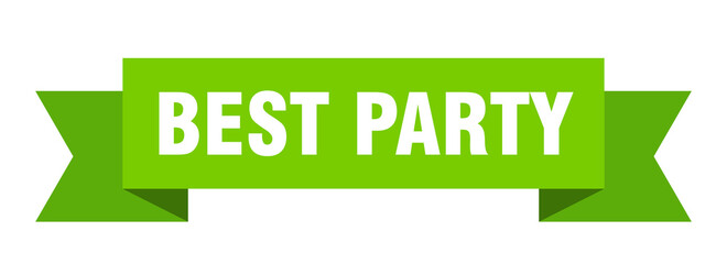 best party ribbon. best party paper band banner sign