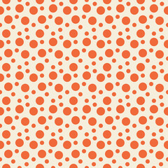 seamless polkadot pattern orange color in vanila background. fit for wallpaper,texture,tile,background etc