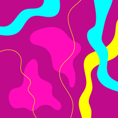 Bright modern template with abstract shapes drawn by hand. Square vector illustration.