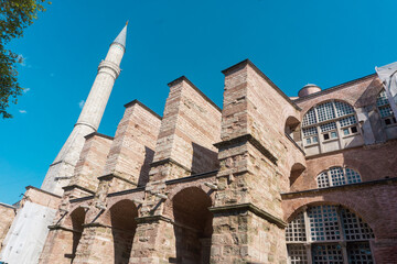 Exterior view of the Hagia Sophia (Ayasofya) musem. Istanbul, Turkey.