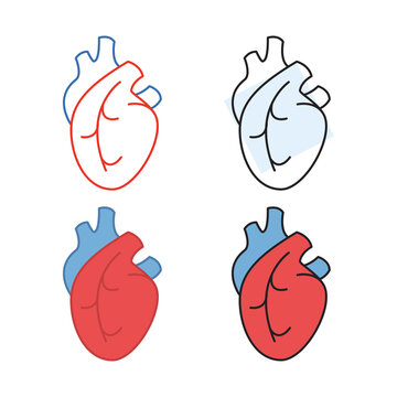Heart human organ outline icon. Heart vector illustration.