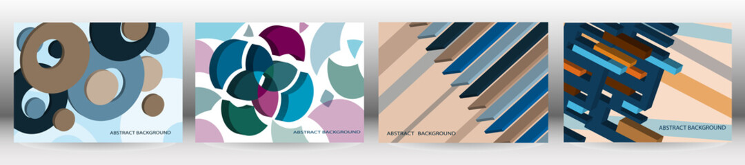 Set of abstract backgrounds, vector. Volumetric geometric shapes. Cover design for magazine, book, splash, banner.