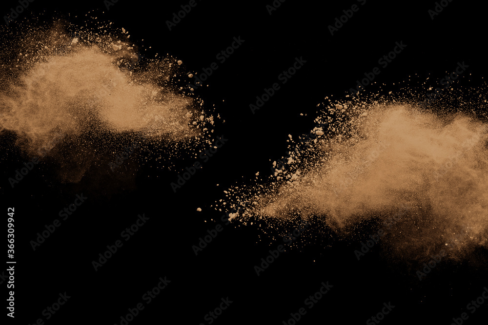 Wall mural gold sand splash against on clear background. 