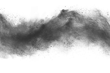 Black powder explosion on white background. 