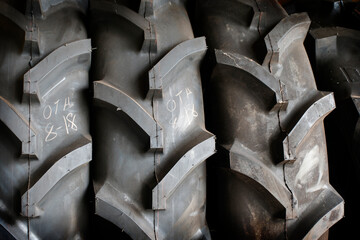 The tractor wheels are lined up.