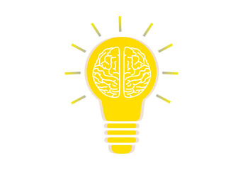 Light bulb with a brain inside, Creative brainstorm concept, business and education idea. 