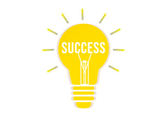 New Mindset New Results on blue Background.The word Success in light bulb. Creative brainstorm concept, business and education idea. 