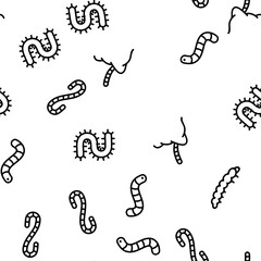 Worm Insect Animal Vector Seamless Pattern Thin Line Illustration