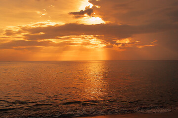 sunset sky with lighted clouds