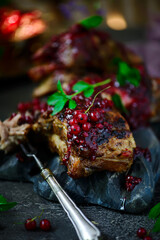 BBQ pork ribs with red currant sauce