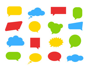 Colorful speech bubbles set. Empty space for text or message. Collection of elements. Vector illustration.
